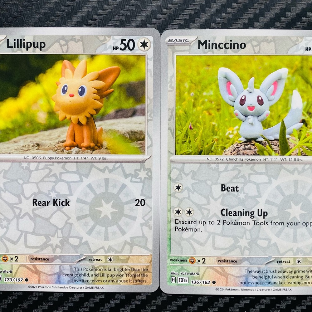 Yuka Morii Clay Illustrated Lillipup and Minccino Pokémon Cards